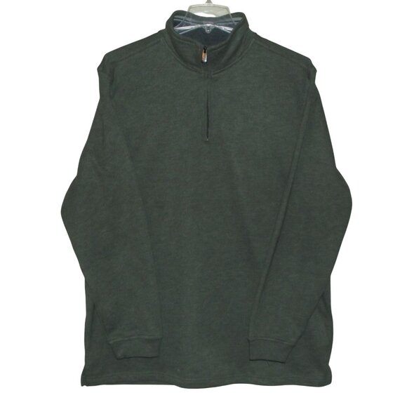 ARROW Pullover Sweatshirt Mens XL Green Heather Quarter-Zip Sueded Fleece Shirt - Picture 1 of 12